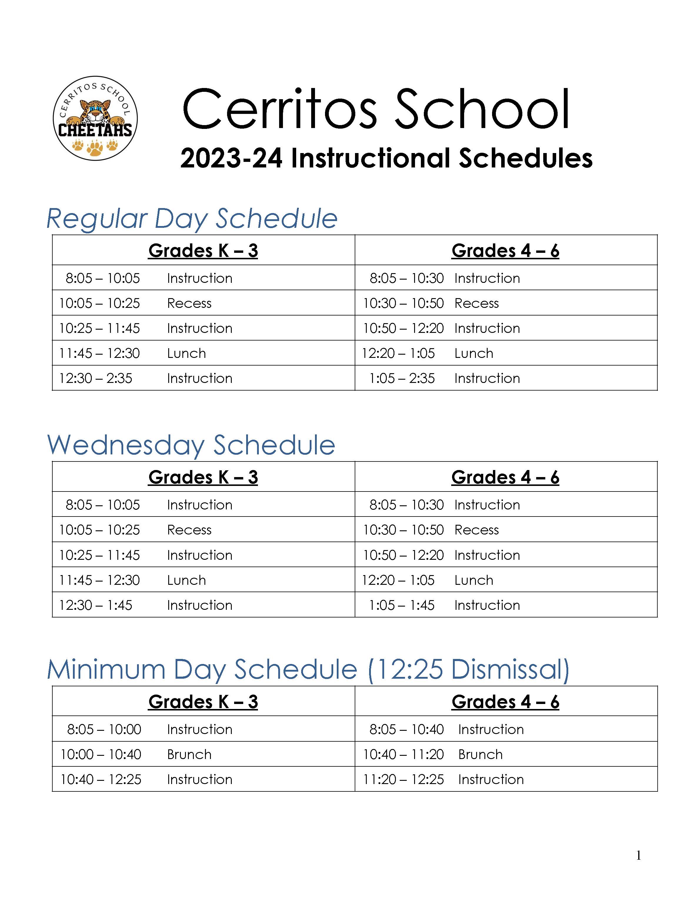 Savanna School District Cerritos Bell Schedule